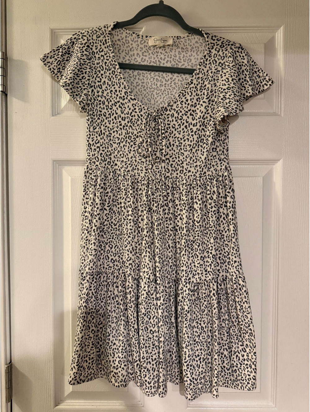 Jessica Simpson Leopard Print Tiered Mini Dress - Size Medium